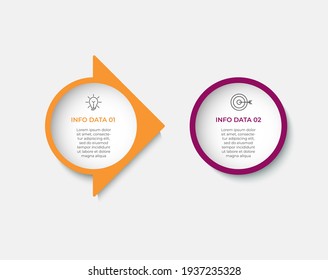 Business Infographic design template Vector with icons and 2 options or steps. Can be used for process diagram, presentations, workflow layout, banner, flow chart, info graph