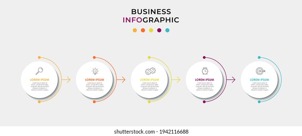 Business Infographic design template Vector with icons and 5 options or steps. Can be used for process diagram, presentations, workflow layout, banner, flow chart, info graph