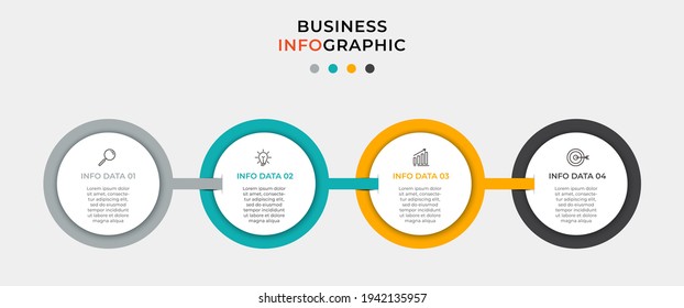 Business Infografische Design-Vorlage Vektorgrafik mit Symbolen und 4 Optionen oder Schritte. Kann für Prozessdiagramm, Präsentationen, Workflow-Layout, Banner, Flussdiagramm, Info-Graphen verwendet werden