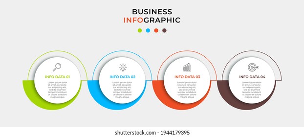 Business Infographic design template Vector with icons and 4 options or steps. Can be used for process diagram, presentations, workflow layout, banner, flow chart, info graph