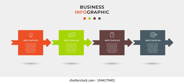 Business Infographic design template Vector with icons and 4 options or steps. Can be used for process diagram, presentations, workflow layout, banner, flow chart, info graph