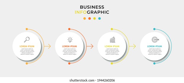 Plantilla de diseño de Infografía de negocio Vector con iconos y 4 opciones o pasos. Se puede utilizar para el diagrama de procesos, presentaciones, diseño de flujo de trabajo, banner, diagrama de flujo, gráfico de información
