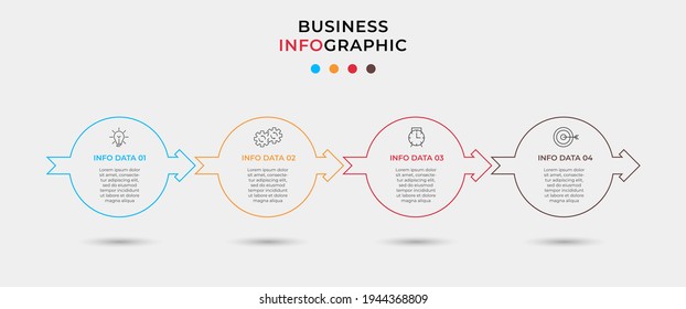 Business Infographic design template Vector with icons and 4 options or steps. Can be used for process diagram, presentations, workflow layout, banner, flow chart, info graph
