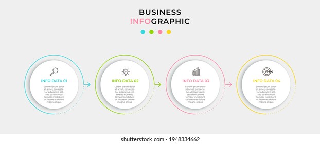 Business Infographic design template Vector with icons and 4 options or steps. Can be used for process diagram, presentations, workflow layout, banner, flow chart, info graph