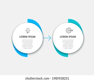 Business Infografische Design-Vorlage Vektorgrafik mit Symbolen und 2 Optionen oder Schritte. Kann für Prozessdiagramm, Präsentationen, Workflow-Layout, Banner, Flussdiagramm, Info-Graphen verwendet werden