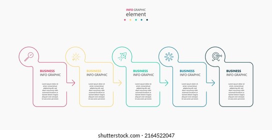 Business Infografische Design-Vorlage Vektorgrafik mit Symbolen und 5 Optionen oder Schritte. Kann für Prozessdiagramm, Präsentationen, Workflow-Layout, Banner, Flussdiagramm, Info-Graphen verwendet werden