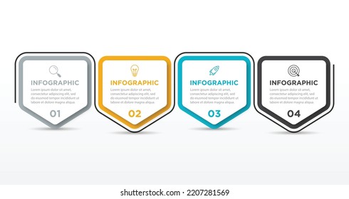Business Infographic design template Vector with icons and 4 four options or steps. Can be used for process diagram, presentations, workflow layout, banner, flow chart, info graph