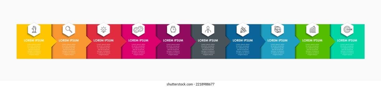 Plantilla de diseño de Infografía Empresarial Vector con iconos y 10 opciones o pasos. Se puede utilizar para el diagrama de procesos, presentaciones, diseño de flujo de trabajo, banner, diagrama de flujo, gráfico de información