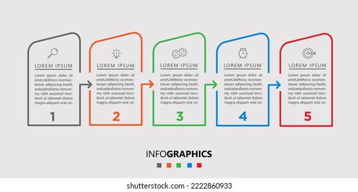 Business Infographic design template Vector with icons and 5 options or steps. Can be used for process diagram, presentations, workflow layout, banner, flow chart, info graph