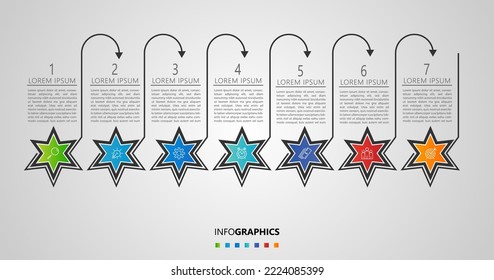 Business Infographic design template Vector with icons and 7 options or steps. Can be used for process diagram, presentations, workflow layout, banner, flow chart, info graph