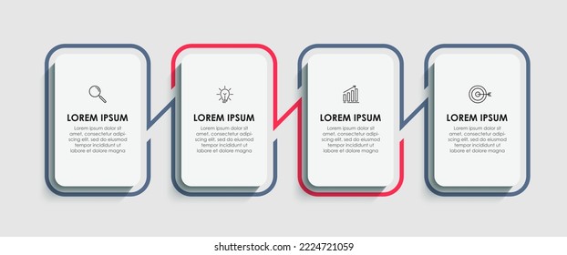 Plantilla de diseño de Infografía de negocio Vector con iconos y 4 opciones o pasos. Se puede utilizar para el diagrama de procesos, presentaciones, diseño de flujo de trabajo, banner, diagrama de flujo, gráfico de información