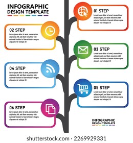 Business Infographic design template Vector with icons and 6 four options or steps. Can be used for process diagram, presentations, workflow layout, banner, flow chart, info graph
