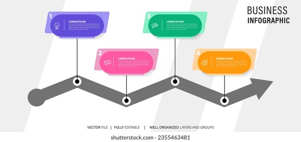 Business Infographic design template Vector with icons and 4 four options or steps. Can be used for process diagram, presentations, workflow layout, banner, flow chart, info graph
