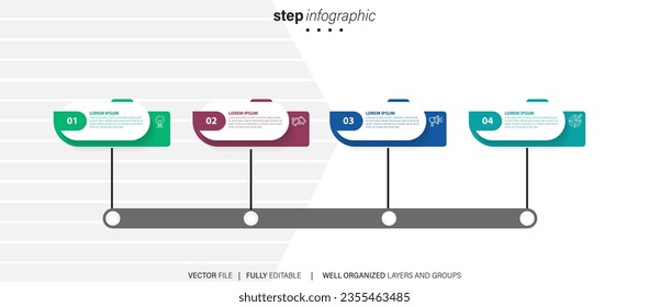 Business Infographic design template Vector with icons and 4 four options or steps. Can be used for process diagram, presentations, workflow layout, banner, flow chart, info graph

