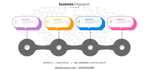 Business Infographic design template Vector with icons and 4 four options or steps. Can be used for process diagram, presentations, workflow layout, banner, flow chart, info graph
