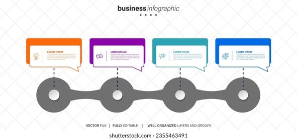 Business Infographic design template Vector with icons and 4 four options or steps. Can be used for process diagram, presentations, workflow layout, banner, flow chart, info graph
