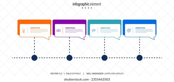 Business Infographic design template Vector with icons and 4 four options or steps. Can be used for process diagram, presentations, workflow layout, banner, flow chart, info graph
