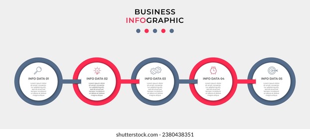 Business Infographic design template Vector with icons and 5 options or steps. 