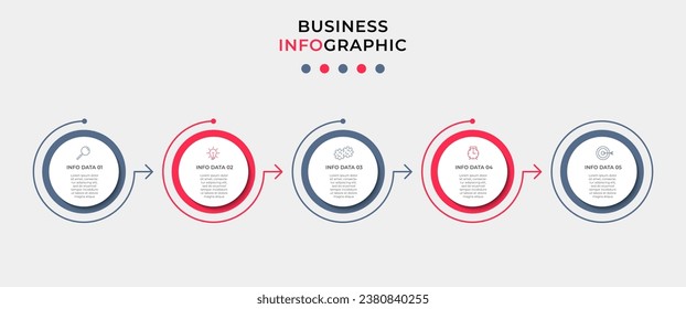 Business Infographic design template Vector with icons and 5 options or steps. 