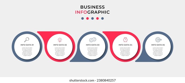 Business Infographic design template Vector with icons and 5 options or steps. 