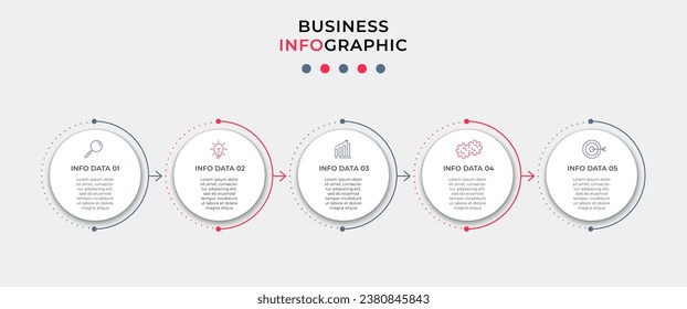 Plantilla de diseño de Infografía empresarial Vector con iconos y 5 opciones o pasos.