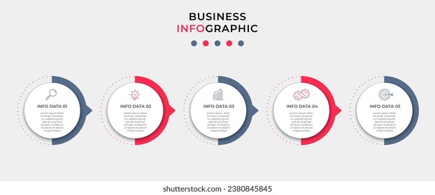 Business Infographic design template Vector with icons and 5 five options or steps.