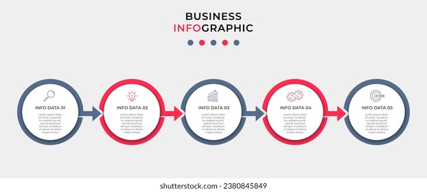 Business Infographic design template Vector with icons and 5 five options or steps.