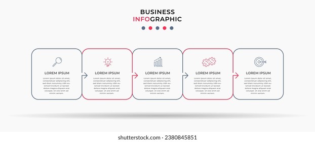 Plantilla de diseño de Infografía empresarial Vector con iconos y 5 opciones o pasos.