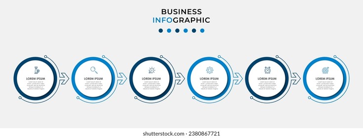Business Infografische Design-Vorlage Vektorgrafik mit Symbolen und 6 Optionen oder Schritte.