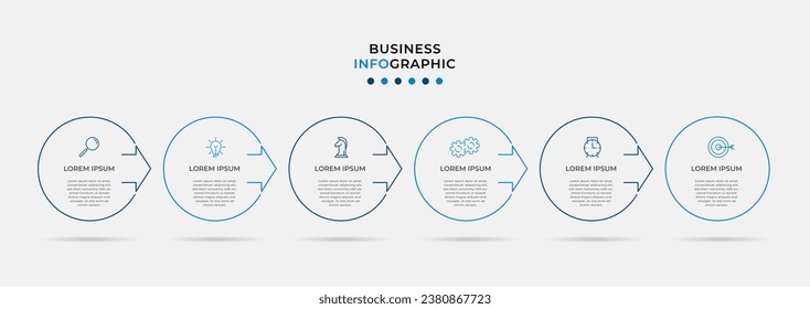 Business Infografische Design-Vorlage Vektorgrafik mit Symbolen und 6 Optionen oder Schritte.
