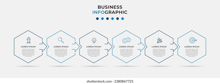 Business Infographic design template Vector with icons and 6 options or steps.