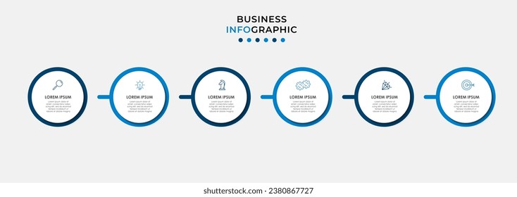 Business Infographic design template Vector with icons and 6 options or steps.