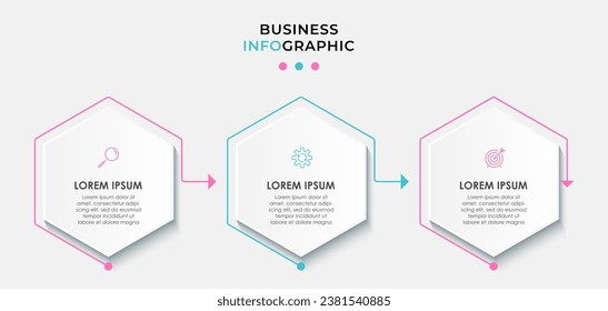 Plantilla de diseño de Infografía de negocio Vector con iconos y 3 opciones o pasos.