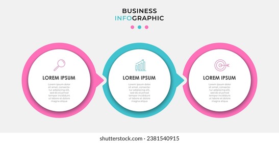 Plantilla de diseño de Infografía de negocio Vector con iconos y 3 opciones o pasos.