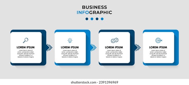 Plantilla de diseño de Infografía de negocio Vector con iconos y 4 opciones o pasos. diseño cuadrado o diagrama