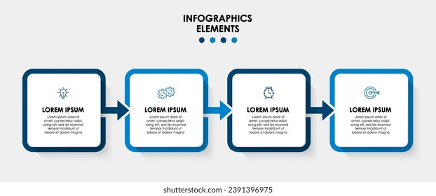 Business Infographic design template Vector with icons and 4 options or steps. square design or diagram