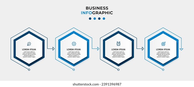 Plantilla de diseño de Infografía de negocio Vector con iconos y 4 opciones o pasos. diseño cuadrado o diagrama