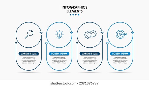 Business Infographic design template Vector with icons and 4 options or steps. square design or diagram
