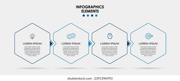 Plantilla de diseño de Infografía de negocio Vector con iconos y 4 opciones o pasos. diseño cuadrado o diagrama