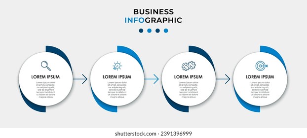 Business Infografische Design-Vorlage Vektorgrafik mit Symbolen und 4 Optionen oder Schritte. quadratisches Design oder Diagramm