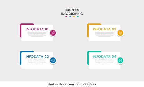 Business Infographic design template Vector with icons and 4 four options or steps. It can be used for process diagrams, presentations, workflow layouts, banners, flow charts, infographics