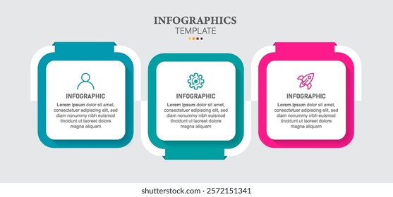 Business Infographic design template Vector with icons and 3 options or steps. Can be used for process diagram, presentations, workflow layout, banner
