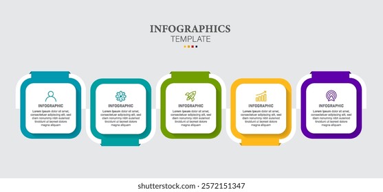 Business Infographic design template Vector with icons and 5 options or steps. Can be used for process diagram, presentations, workflow layout, banner
