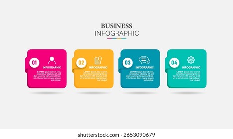 Business Infographic design template Vector with icons and 4 options or steps. Can be used for process diagram, presentations, workflow layout, banner, flow chart, info graph