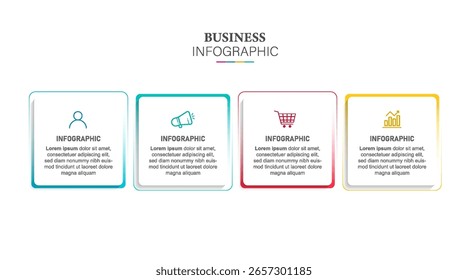 Vector de Plantilla de diseño de infografía de negocios con iconos y 4 cuatro opciones o pasos. Puede ser utilizado para el diagrama de proceso, presentaciones, diseño de flujo de trabajo, Anuncio, diagrama de flujo, gráfico de información