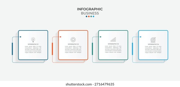 Vector de Plantilla de diseño de infografía de negocios con iconos y 4 cuatro opciones o pasos. Puede ser utilizado para el diagrama de proceso, presentaciones, diseño de flujo de trabajo, Anuncio, diagrama de flujo, gráfico de información