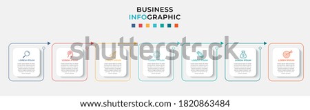 Business Infographic design template Vector with icons and 7 seven options or steps. Can be used for process diagram, presentations, workflow layout, banner, flow chart, info graph