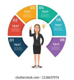 Business Infographic Design Template with Business Woman