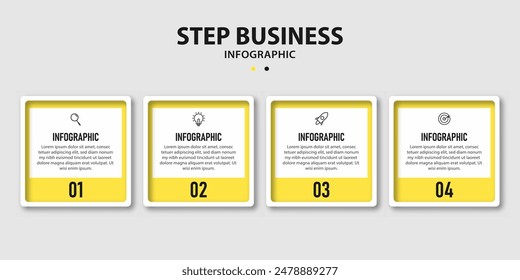 Business infographic design templates with four options or steps. Premium Vector