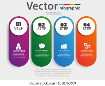 Business Infographic design vector and marketing icons can be used for workflow layout, diagram, annual report, web design. Timeline with 4 steps, labels. Eps 10